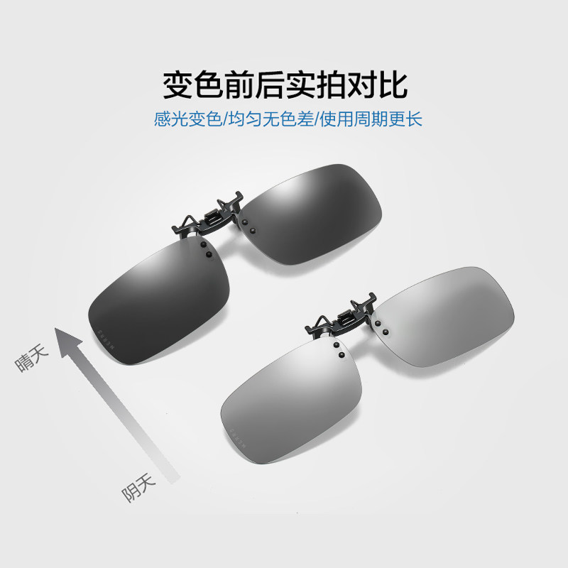 Clip-On Sunglasses for Day and Night Use, Anti-High Beam for Driving, Fishing, Special for Myopia, Color-Changing Polarized Sunglasses for Men