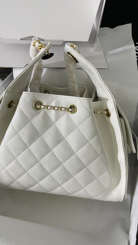 26C Small Chanel-Style Women's Hobo Bag, Fashionable and Versatile, 25 Bag, Caviar Mini Drawstring Bucket Bag
