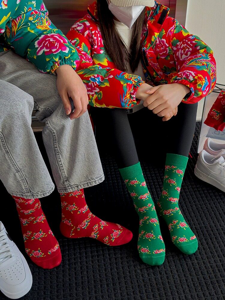 Good Heakeqing, New Year's festive Great Red This Year Northeast Wind Folk State Wind Breeze Great Flowers Wa ~ Really Good Tide-Taobao