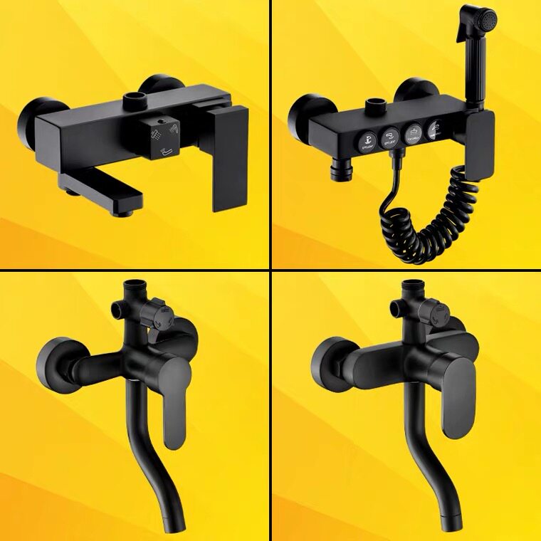 Black Shower Switch Body Water Mixing Valve Tap Accessories Bath Mixed Valve Bathtub Full Copper Thermostatic Shower Head