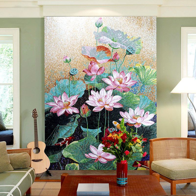 Crystal Mosaic Fine Cut Inserts of Flowers Living Room Genguan Aisle Sofa TV Background Wall Parquet Decoration Painting