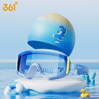 Глубокий морской синий + шапочка для плавания с принтом 0546