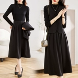 Осенний жилет, весеннее осеннее платье, ретро лонгслив для отдыха, комплект, в западном стиле, 3 предмета