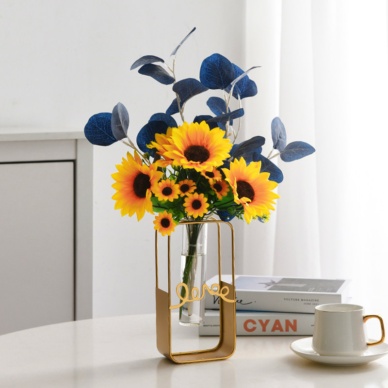 Sunflower Pseudoflower Emulation Flowers Light Extravaganza 2021 New Living Room Vase Flower Arrangement Furnishing Plastic Bouquet Pendulum