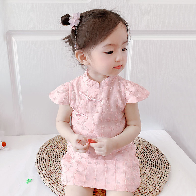 Children's Han Chinese Fenghai Pure Cotton One-year-old baby grabbing the Weekrobe Thin Children's Dress Summer