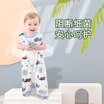 Baby vest sleeping bag pure cotton sleeveless summer thin section childrens anti-kick quilt newborn baby summer air conditioning room belly protection