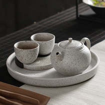 Zhibai black pottery One pot two cups Dry tea set Portable outdoor tea cup Travel tea set Kung Fu Tea cup