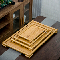 Bamboo tea tray household solid wood large tea table dry bubble drainage tea Sea drain small tray kung fu tea set