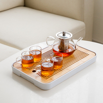 Kung Fu tea set Household set of heat-resistant glass tea flower tea cup Teapot Bamboo tea tray Living room high temperature resistance