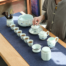 Kung Fu tea set set household ceramic tea maker small set set whole living room teapot tea cup tea jar gift box