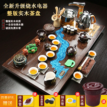Tea set Household purple sand Whole set Kung fu solid wood tea tray Office automatic ceramic tea ceremony Tea sea Living room