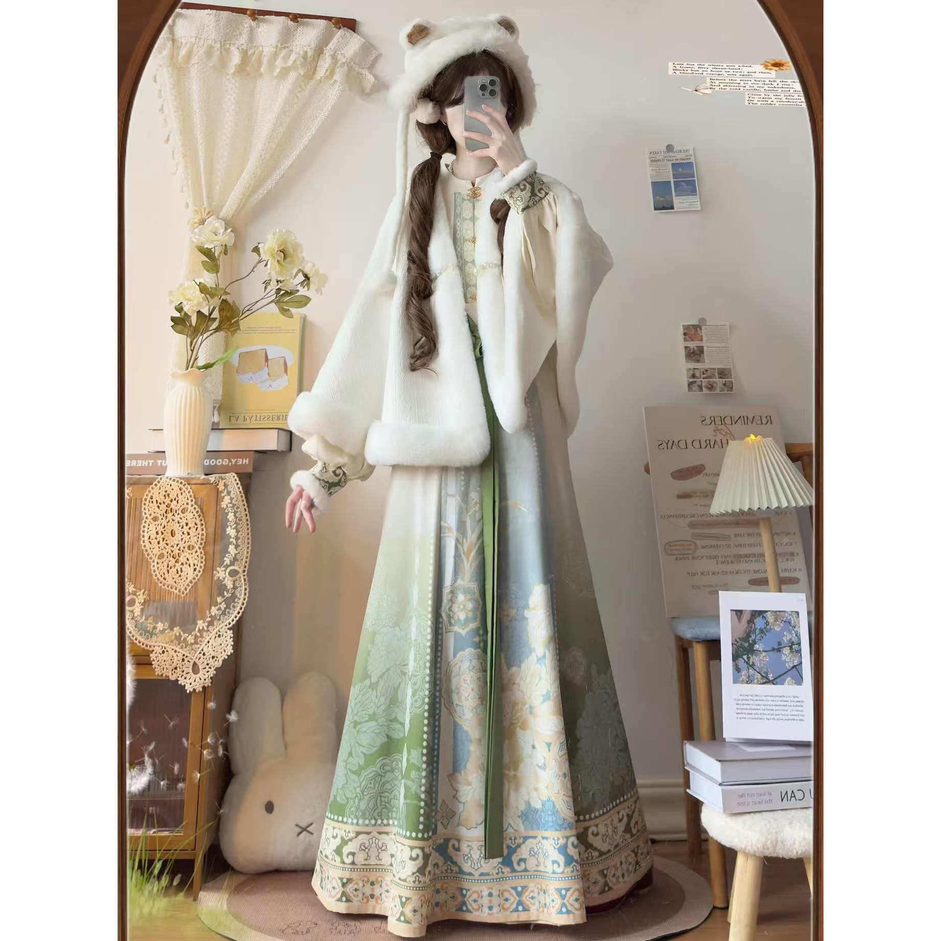 Guyue original Hanfu [Yuanyuan], новый женский плащ в китайском стиле, рубашка с воротником-стойкой, юбка, повседневный осенне-зимний костюм