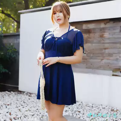 Swimsuit female sexy belly thin big size fat mm200 kg conservative one-piece loose steel ring fat hot spring dress