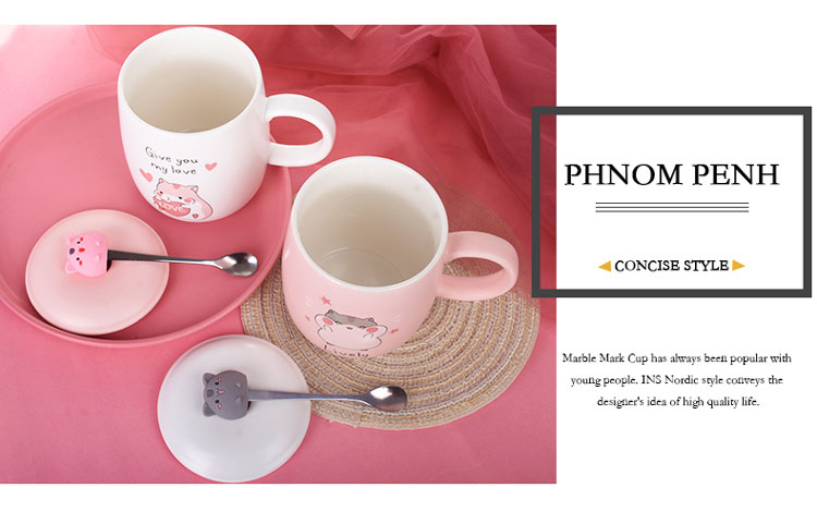 Hamster mark cup with cover teaspoons of creative move trend household super cup of lovely girl breakfast ceramic cup