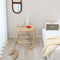 Ancient small fish ins rattan weaving small round a few small tea table hostel retro side a few corners bedroom creative bedside table simple