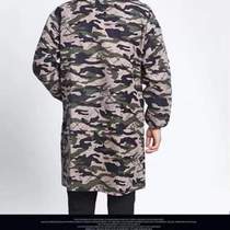 Blue long-sleeved wear-resistant pure cotton mens printed thickened coat for work long labor protection denim smock with hood for transportation