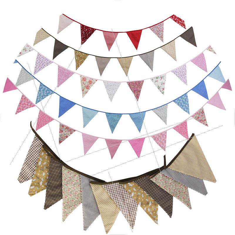 Source Large size Multi-color cotton cloth Triangle Flag Birthday Party Color Flag Wedding Party Hanging Banner Outdoor Tent Camping-Taobao