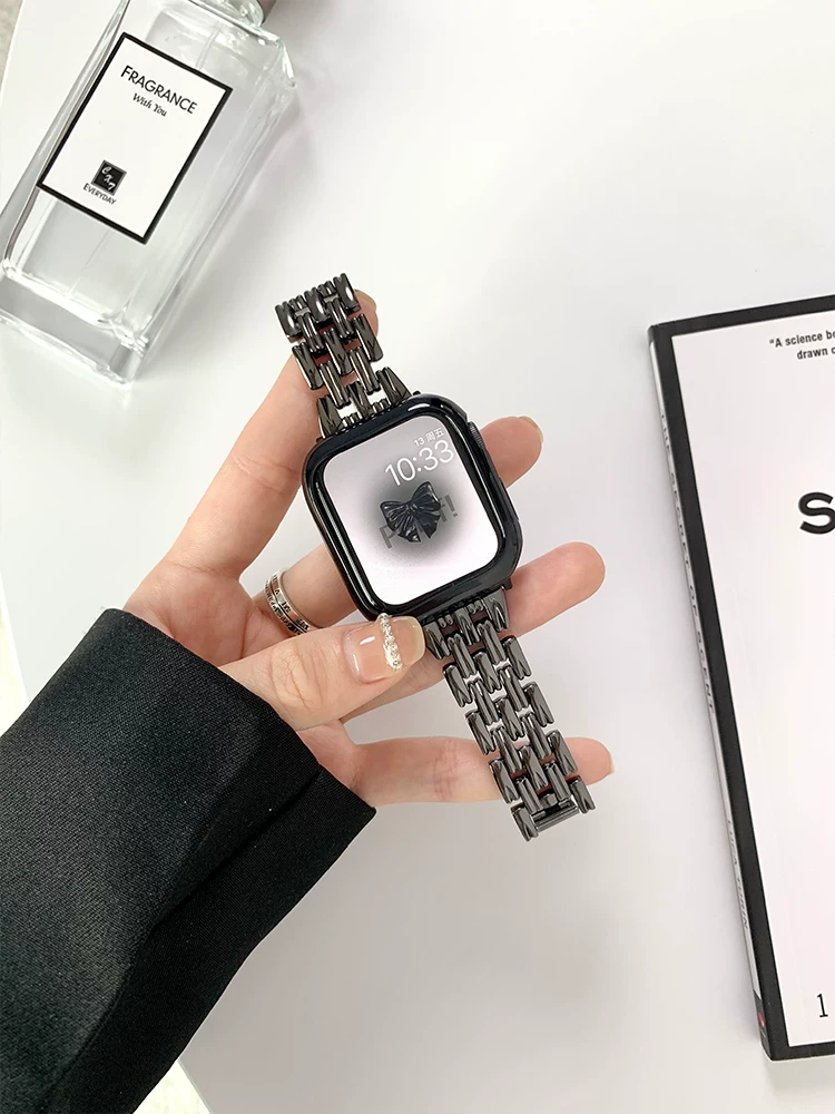 Совместимый ремешок IWATCH металл Apple Watch Applewatch44mm5 поколения креативный streamline 7-е поколение ins tide