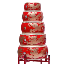 Cowhide drum big drum dance rhythm drum dragon drum Chinese red adult childrens performance pan drum solid wood flat drum hall drum music