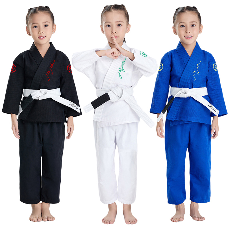 FLUORY ブラジリアン柔術ユニフォーム 子供用柔道ユニフォーム 男の子と女の子用柔道ユニフォーム BJJ 柔道トレーニングユニフォーム ブラジリアン柔術