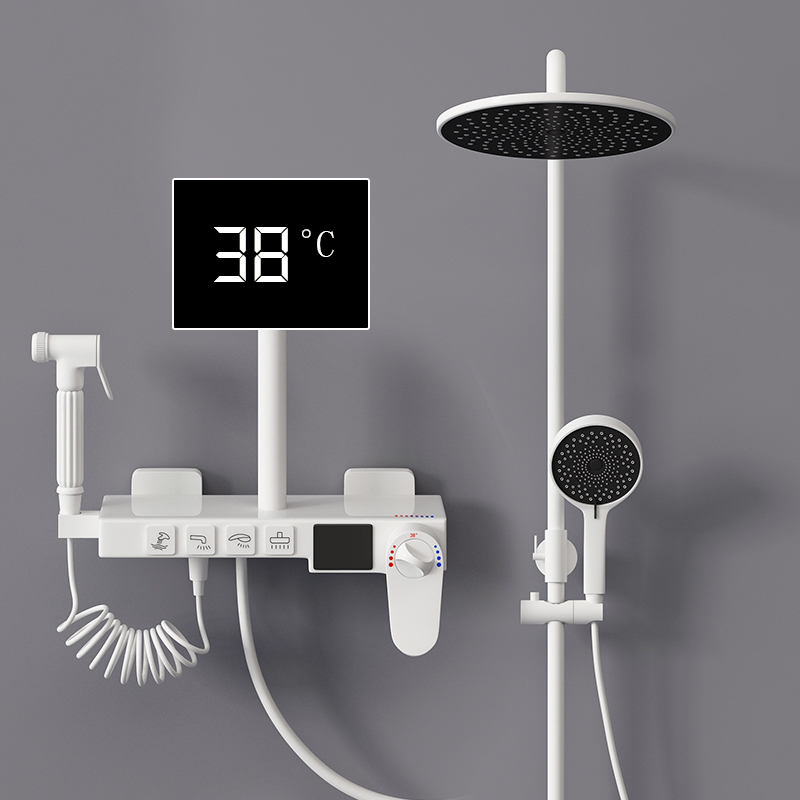 Shower shower set white simple pressurized full copper toilet shower bathroom bath constant temperature home bathroom