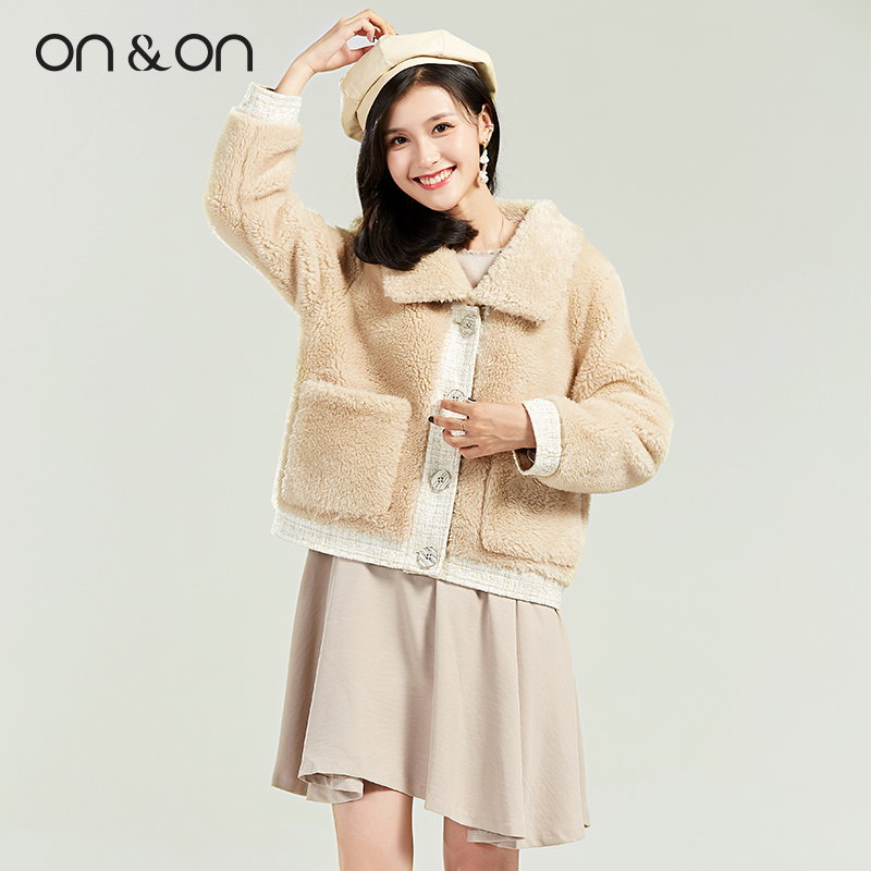 ON-ON-ANN 2020 AUTUMN / WINTER MỚI Fur Coat WOMENS NGẮN THỜI TRANG NHUNG NHỎ LÔNG