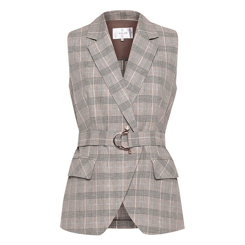 ON-ON-ANN MALL VỚI Hàn Quốc phiên bản Casual ELEGANT PLAID SUIT COLLAR Loose Women-NỐI