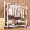 German Double-Rod Coat Rack, Household Floor-Standing Multi-Functional Bedroom Movable Clothes Rack, Thickened Simple Storage Rack