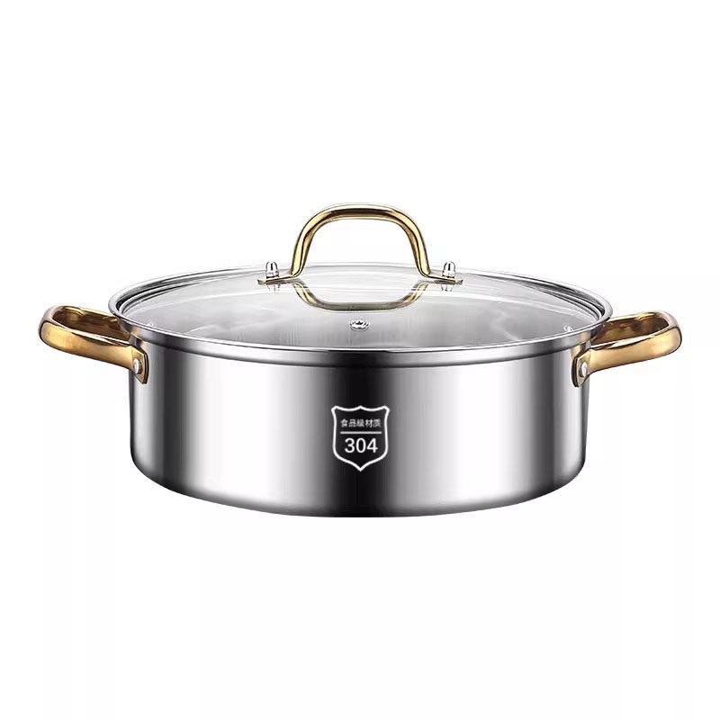 German 304 Stainless Steel Double Pot Hot Pot for Clear Soup, Suitable for Home Use with Induction Cooker, Large Capacity, Thickened Hot Pot Container