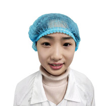 Disposable non-woven blue chef hat dustproof hat male and female shower cap indoor breathable hood white mesh cap