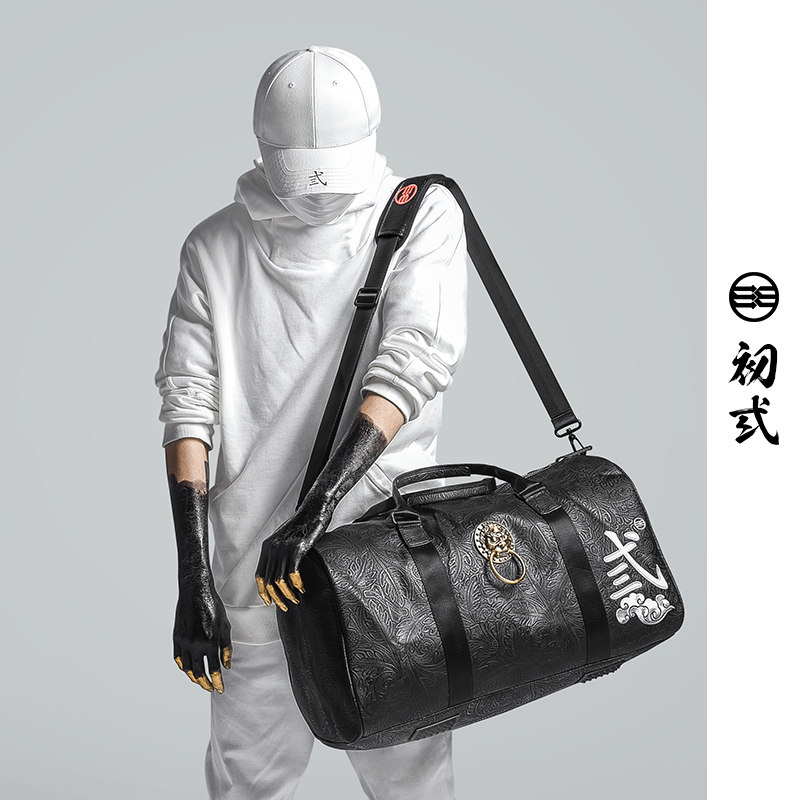 Yuan Yu Chinese Age Retro Press Lion Head Large Capacity Travel Single Shoulder Slip Backpack 42007