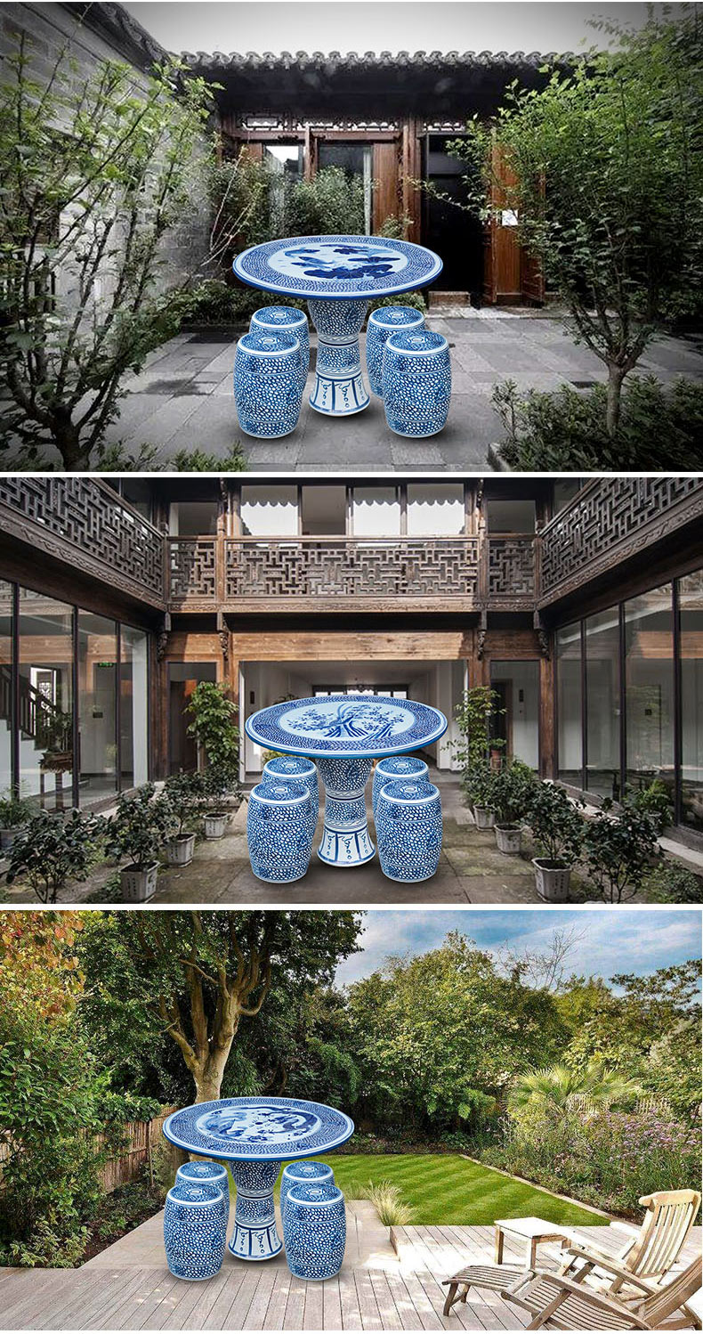 Jingdezhen ceramic table who suit round - table hand - made porcelain is suing patio furniture longfeng peacock pheasant