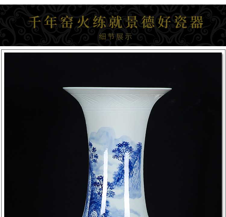 Thousands of flame jingdezhen ceramics of large blue and white landscape has a long history in the hand is blue and white porcelain vase splendid future