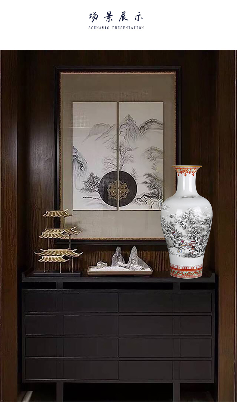 Jingdezhen ceramics large vases, flower arranging Chinese style living room home furnishing articles and TV ark, snow figure fishtail bottles