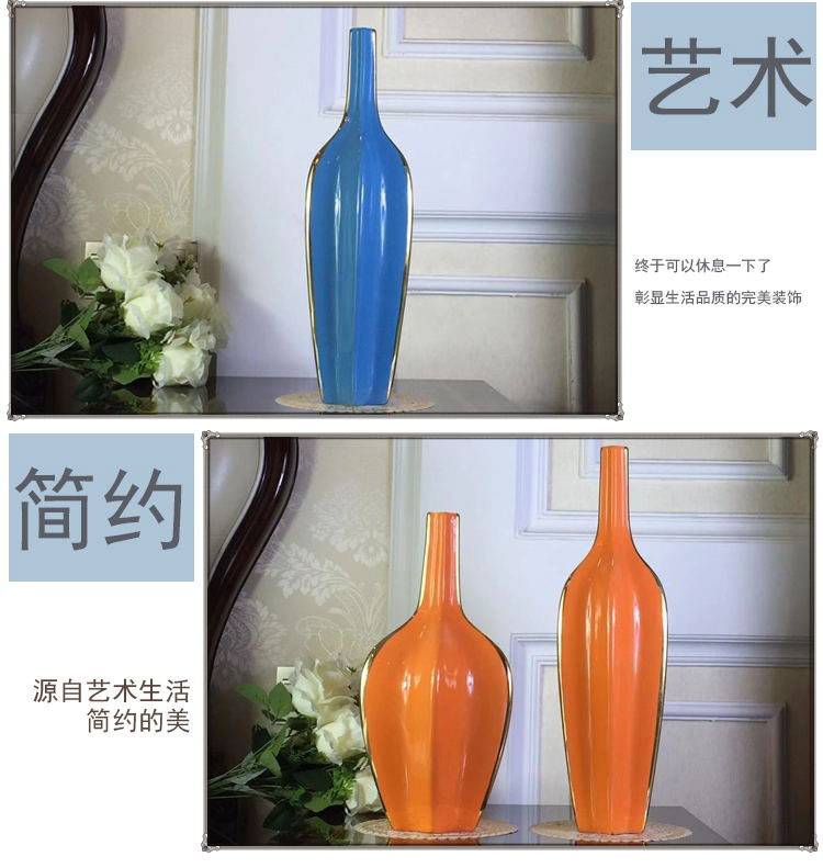 The Modern jingdezhen ceramics vase sitting room porch TV ark adornment flowers orange blue furnishing articles club hotel