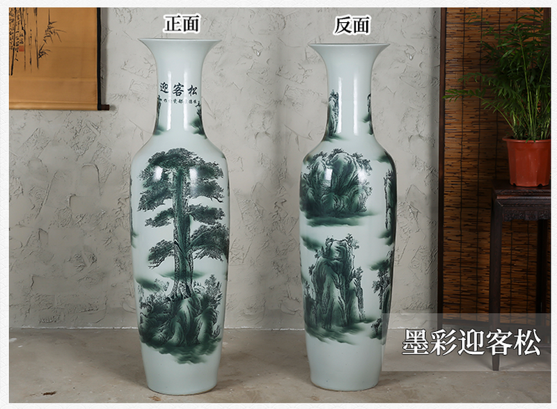 Jingdezhen ceramics of large blue and white porcelain vase hotel opening modern Chinese flower arrangement sitting room adornment is placed