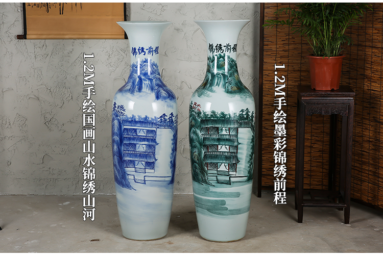 Jingdezhen ceramics vase of large sitting room adornment hand - made figure many splendid future was plain sailing