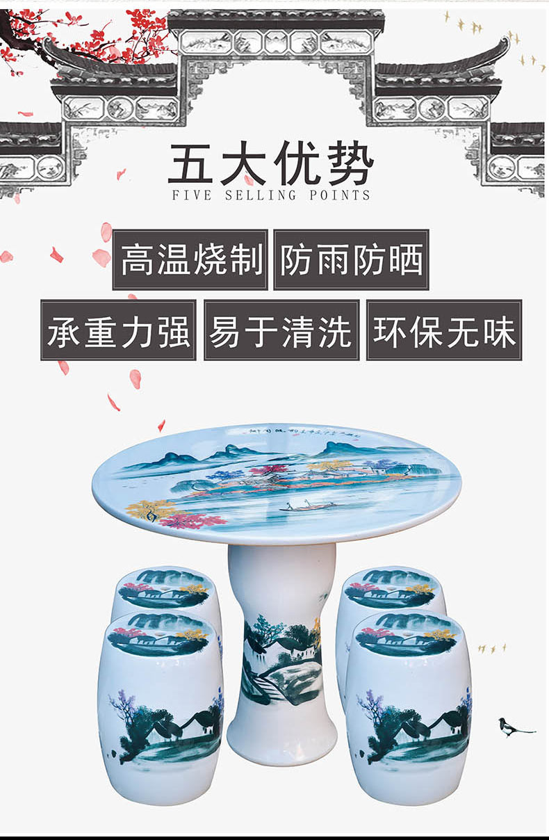 Jingdezhen ceramic table who suit round hand color landscape is suing patio furniture son country dawn rhyme