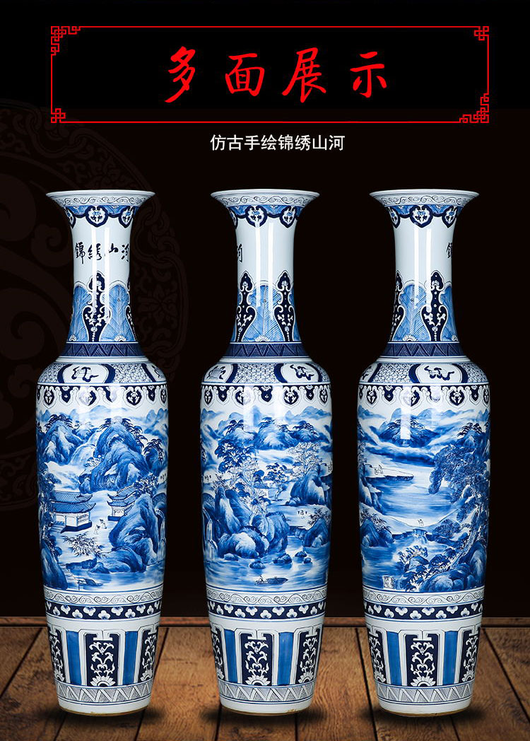 Jingdezhen blue and white porcelain antique hand - made ceramics vase splendid sunvo landscape of large hotel accessories furnishing articles