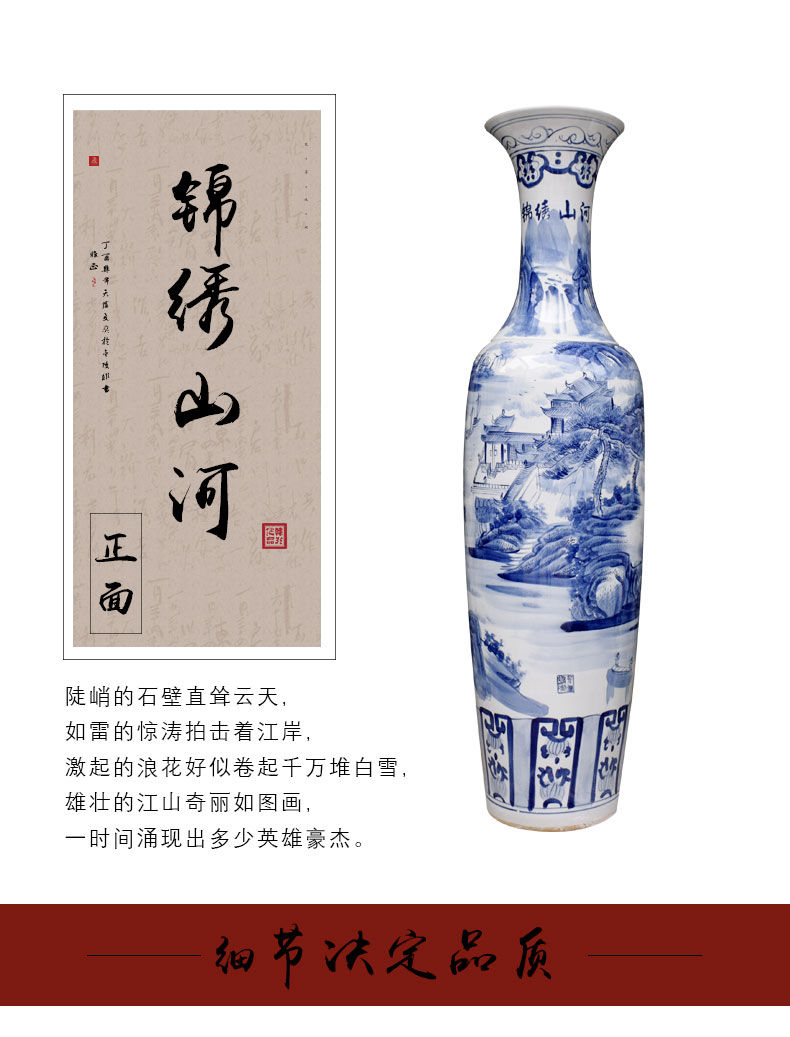 Jingdezhen ceramics of large blue and white porcelain vase splendid furnishing articles was sitting room of Chinese style flower arranging opening gifts