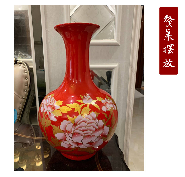 Jingdezhen ceramics vase furnishing articles Chinese red flower arrangement, the sitting room of Chinese style household adornment handicraft decoration