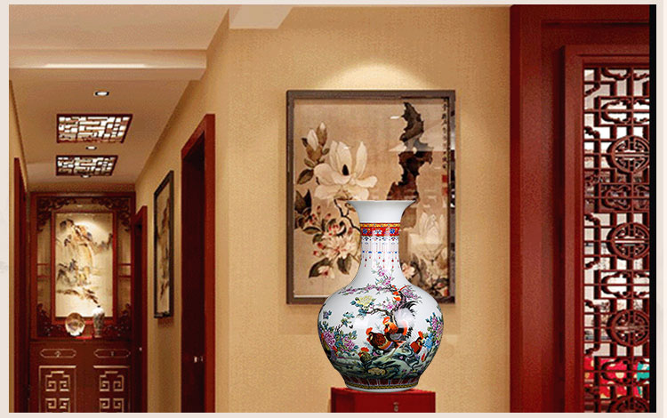 Jingdezhen ceramics seven male for cock TuShang bottles in the spring of the vase flower arranging Chinese style home furnishing articles sitting room