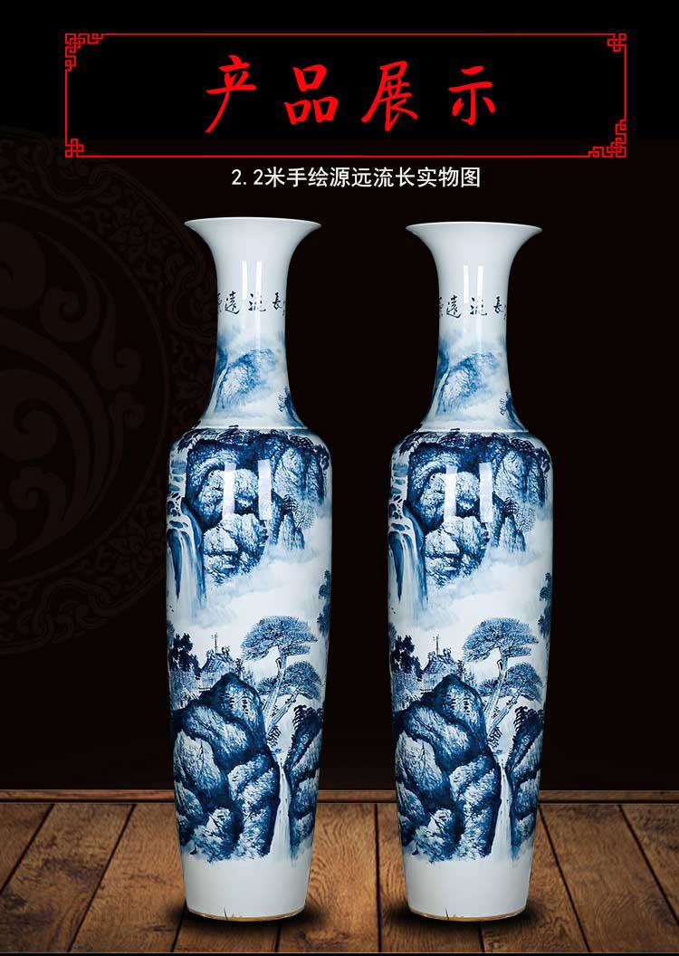 Thousands of jingdezhen ceramics from flame large hand landscape has a long history of blue and white porcelain vase opening place hotel