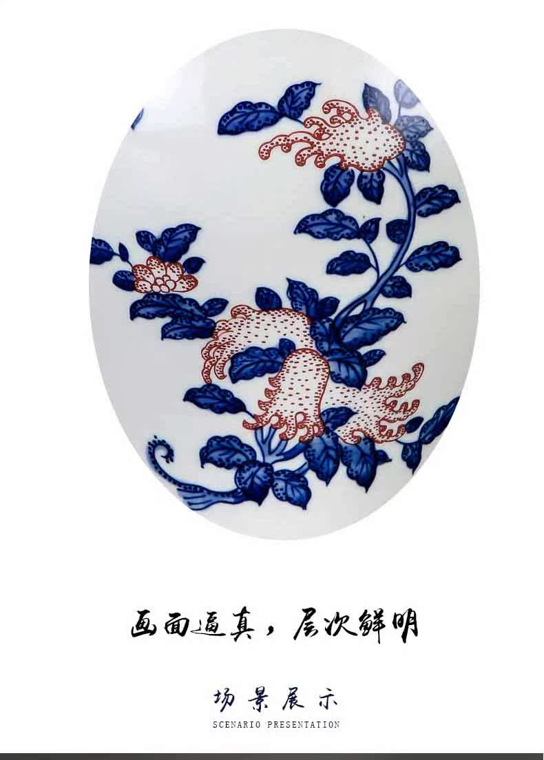 Jingdezhen ceramics hand - made bucket color of blue and white porcelain vase sitting room of Chinese style household rich ancient frame furnishing articles name plum bottle arranging flowers