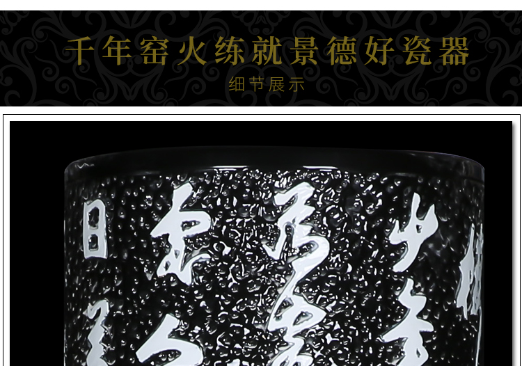 Hand draw very beautiful color peony sitting room of large vases carved porcelain of jingdezhen ceramics quiver