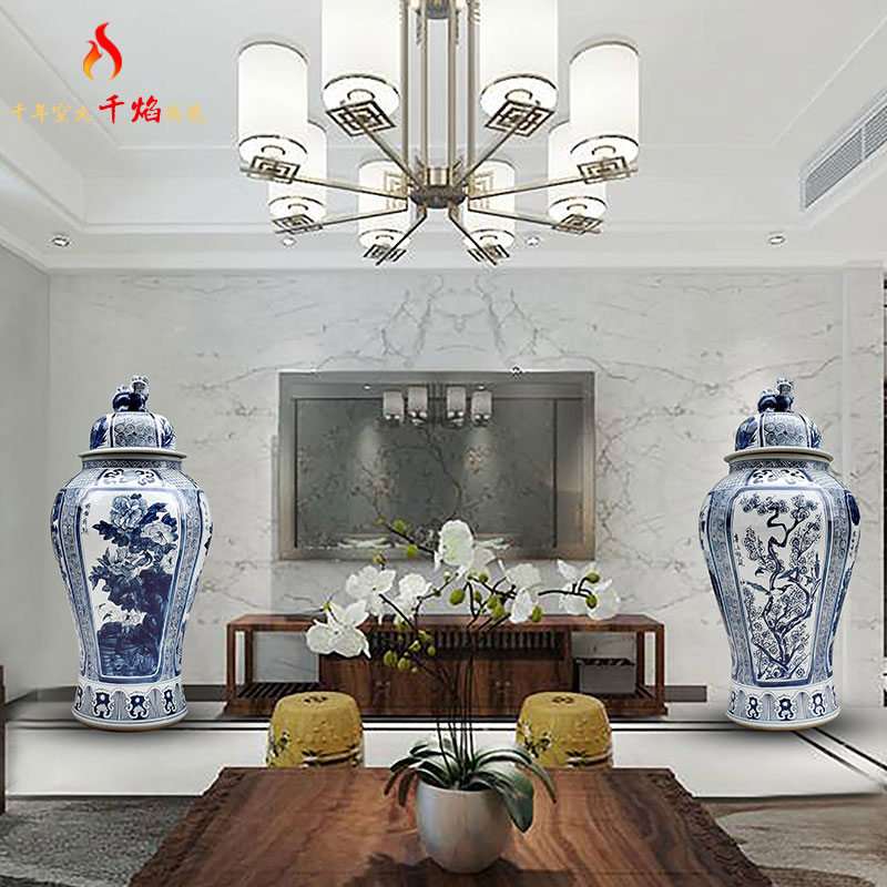 Jingdezhen ceramics pure manual imitation of Chinese general four seasons of flowers and birds universally oversized tank archaize sitting room furnishing articles
