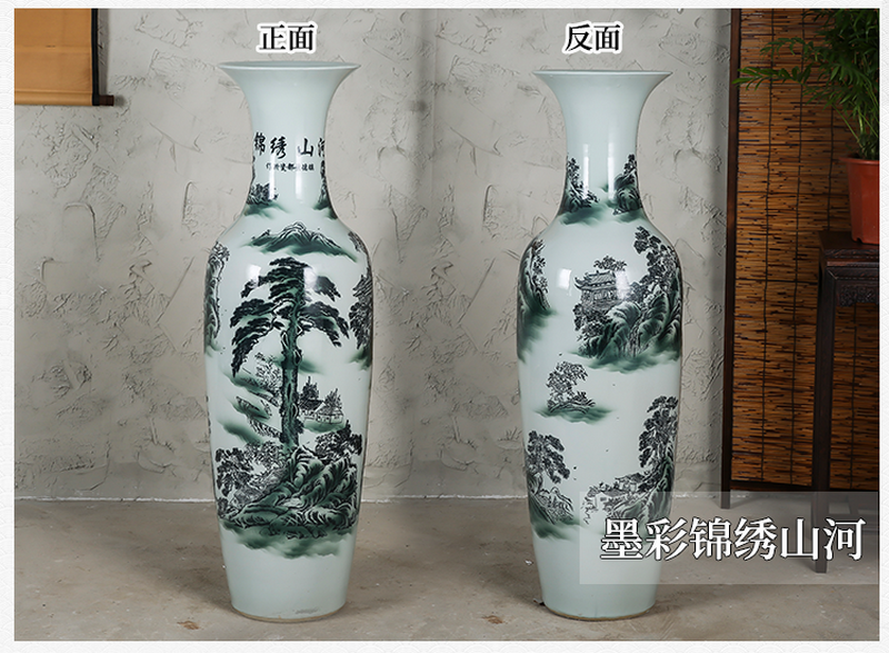 Jingdezhen ceramics of large blue and white porcelain vase hotel opening modern Chinese flower arrangement sitting room adornment is placed