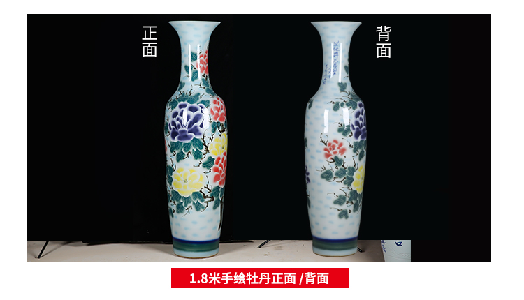 Thousands of flame jingdezhen ceramics of large vase hand carved the riches and honor peony flowers home furnishing articles in the living room