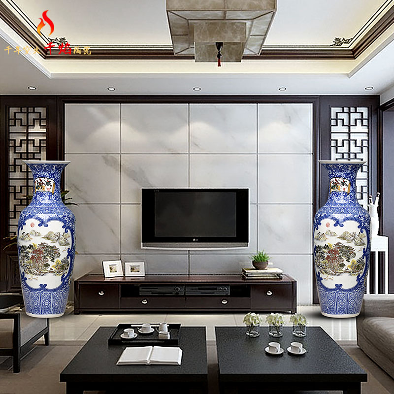 Jingdezhen ceramics furnishing articles sitting room of large vase flower arranging hotel snow figure feng shui decorations arts and crafts