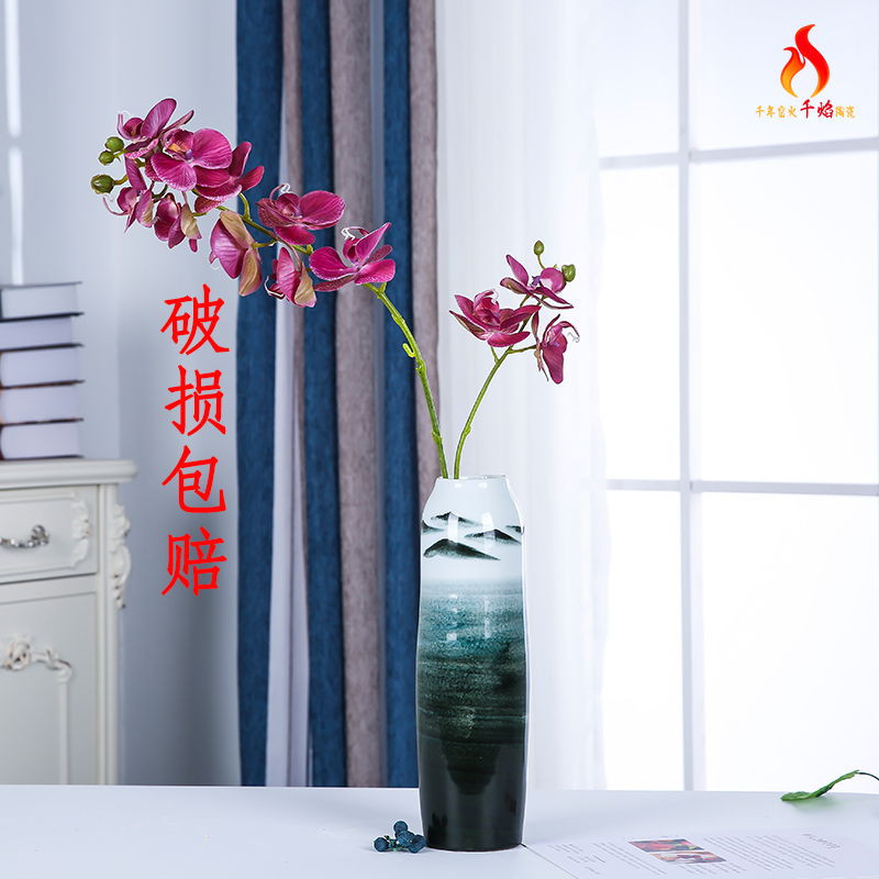 Jingdezhen ceramics vase hand - made desktop landscape creative modern Chinese style simple flower arrangement furnishing articles furnished living room